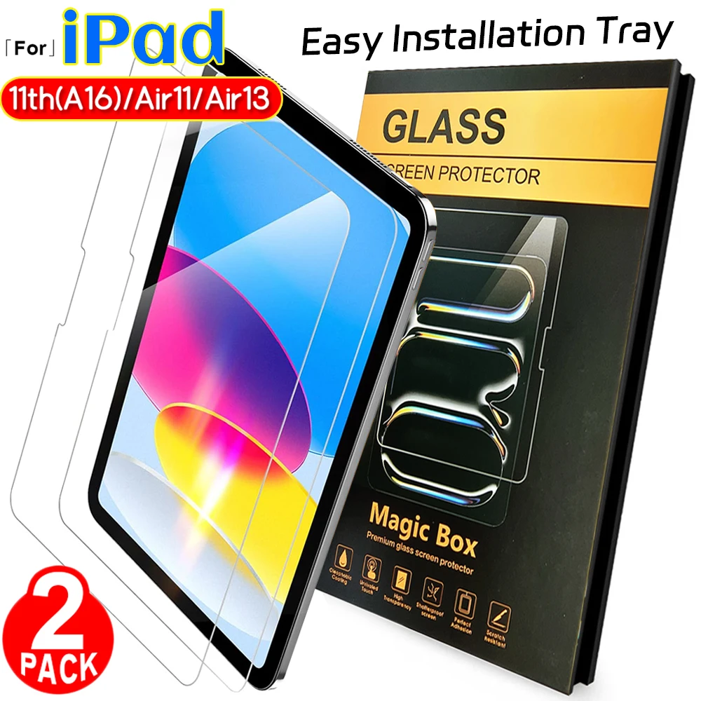 

1/2 упаковки закаленного стекла 9H для iPad (A16) 11th/Air11/Air13 HD Защитная пленка для экрана с простой лотком для установки IPad 11 2025