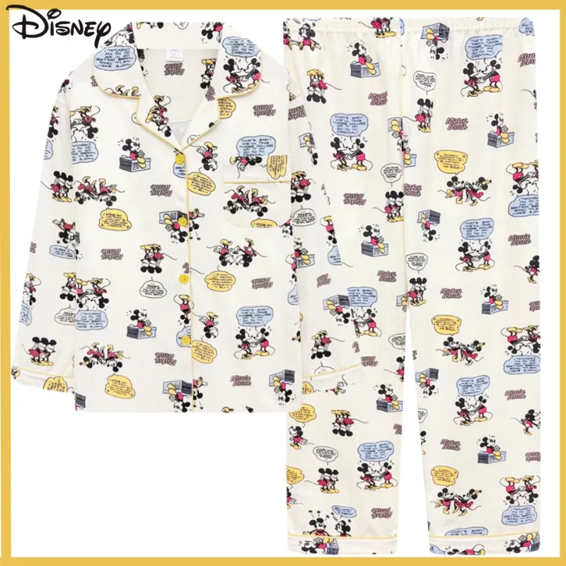 

Новый комплект домашней одежды Disney, пижамный комплект с Микки Маусом, свободные и удобные, впитывающие пот и дышащие праздничные подарки для пары