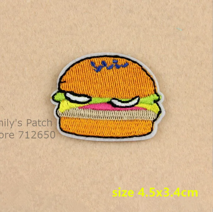 Free Shipping 10 pcs French Fries Popcorn Hamburger Embroidered food patch iron on Motif hat bag garment Applique DIY accessory