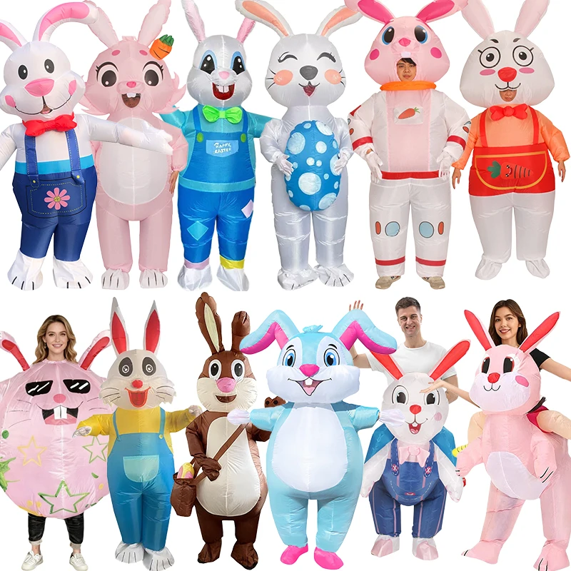 

Надувной костюм белого кролика для Пасхи, для вечеринок, игр и косплея, для развлечений