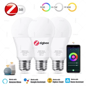 Zigbee E27 Led Light Bulb Alexa Smart Led Lamp RGB CW WW Led Bulbs Work With Smart App Hom