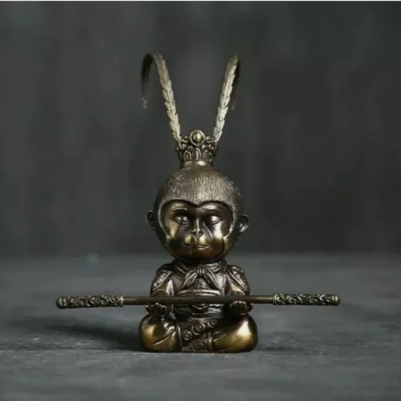 

Brass Monkey King Sun Wukong Buddha Statue Folk Sculpture Zen Feng Shui Decor