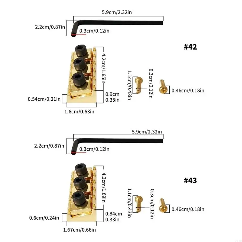 قفل جسر الجيتار الاحترافي من سبائك الزنك باللون الأسود والذهبي والفضي 24BD #3