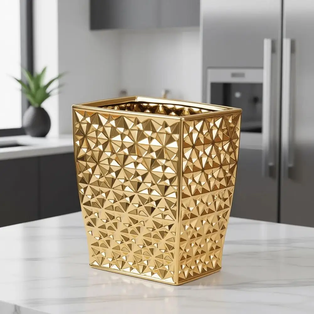 

Square Stainless Steel Kitchen Trash Can - Waste Bin for Home, Office, and Kids Room, Ideal for Waste Management