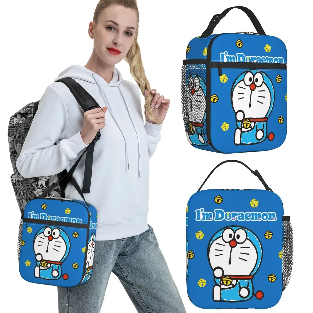 

Doraemons Blue Cats Cat Thermal Insulated Lunch Bag for School Portable Bento Box Thermal Cooler Food Box