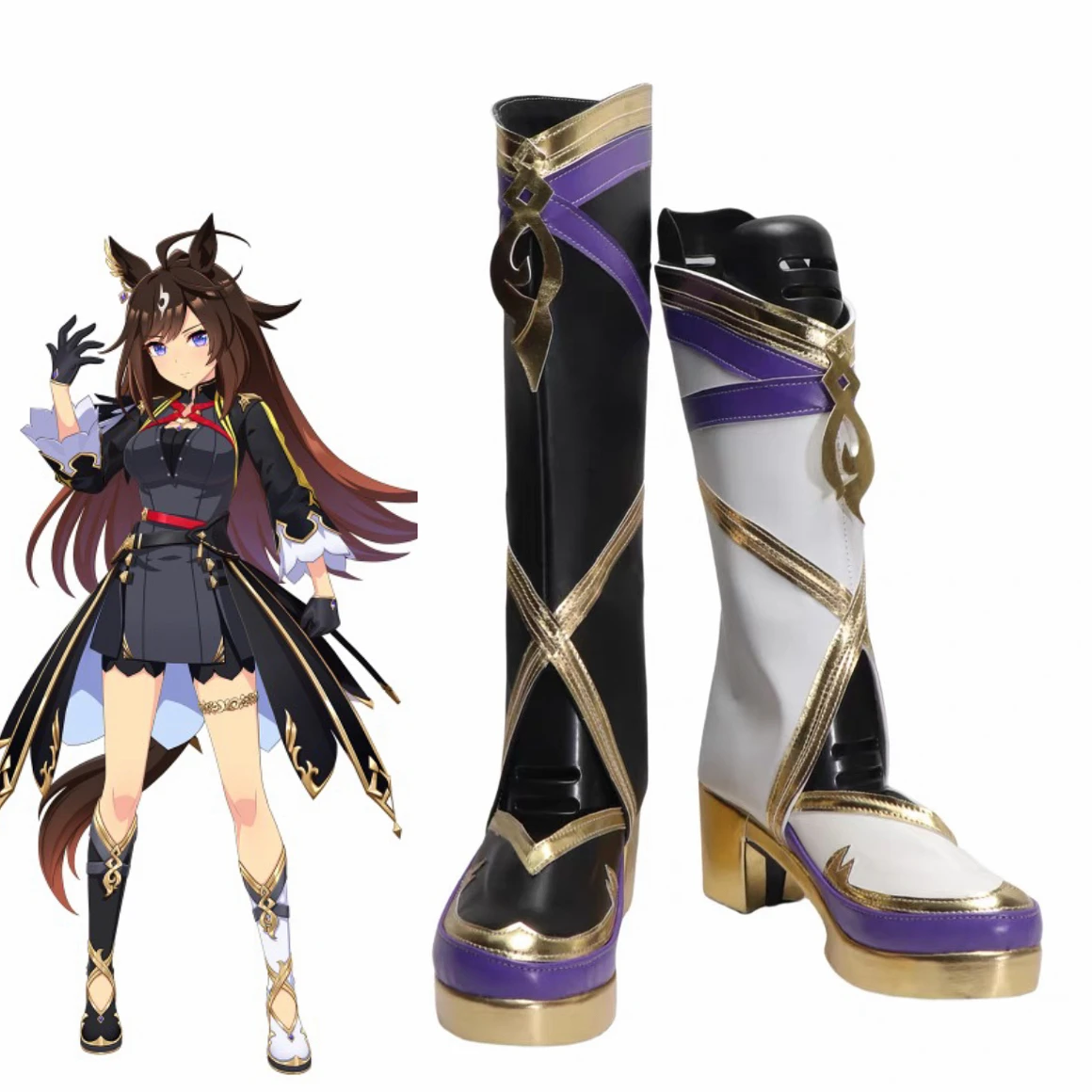 

Pretty Derby 3 Duramente Cosplay Boots Shoes Halloween Women Animation Game Shoes
