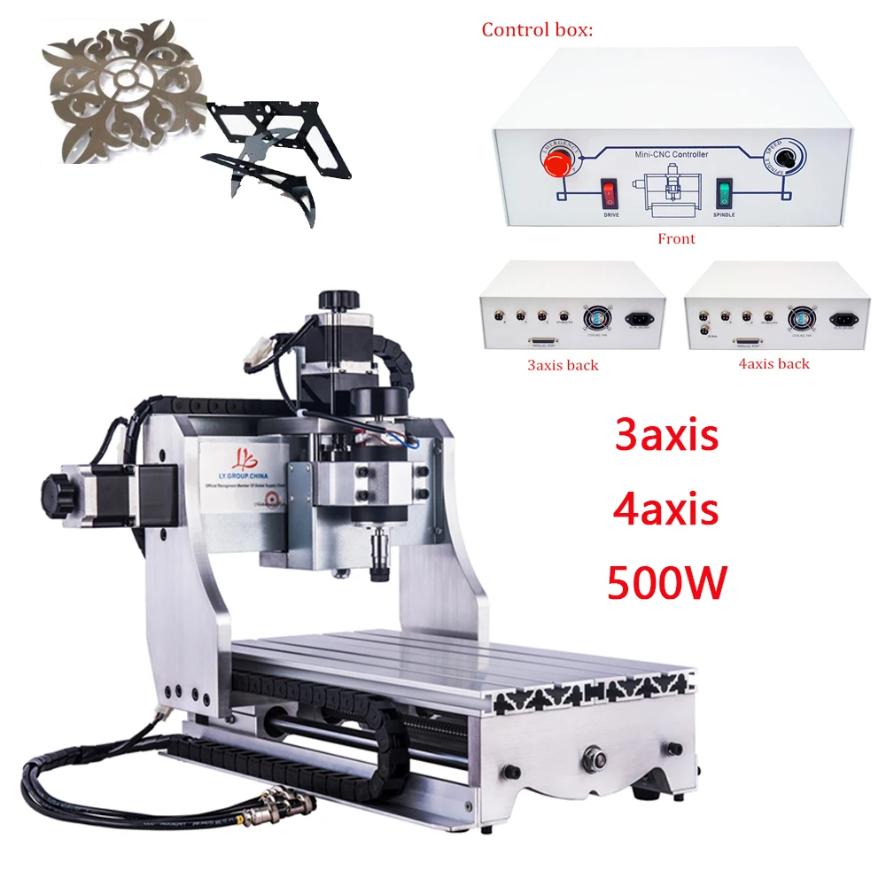 

LY Mini 4 Axis Milling Machine 3 Axis PCB Wood Metal Carving Drilling Equipment 300mm*200mm Working Size 500W Hot Sale