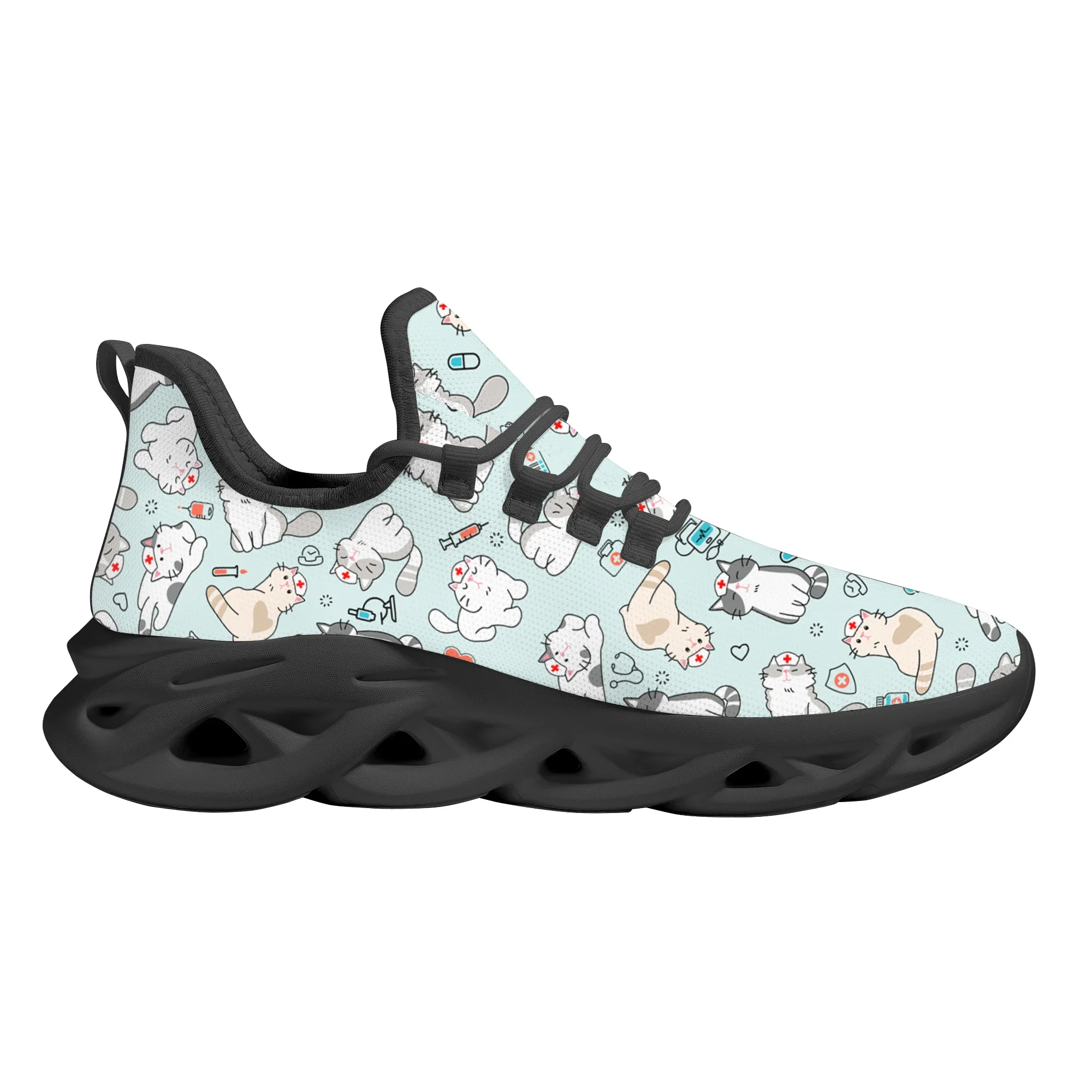 Cute Cartoon Nurse Cat Design Sneakers Running Sneakers Light Mesh Women's Footwear Outdoor Blade Shoes Zapatos