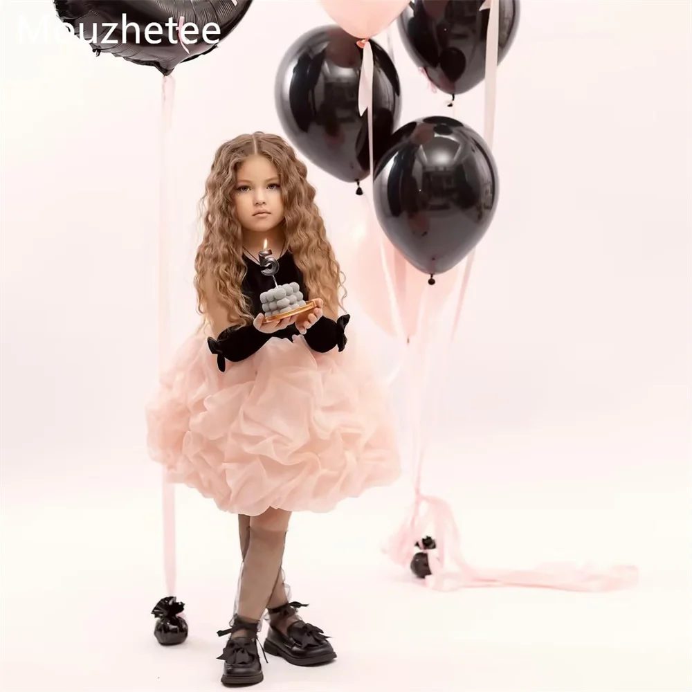 Mouzhetee A-Line O-Neck Bow Flowers Girl Dresses Wedding Party Dress for Kids Flowers Girls Prom Gowns Customized 2026