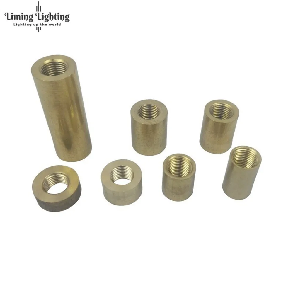 4pcs M10 Copper Female  inner Thread Hollow Tube Brass Cylinder Threaded Coupler Conveyer Lamp Fittings Lighting Accessories