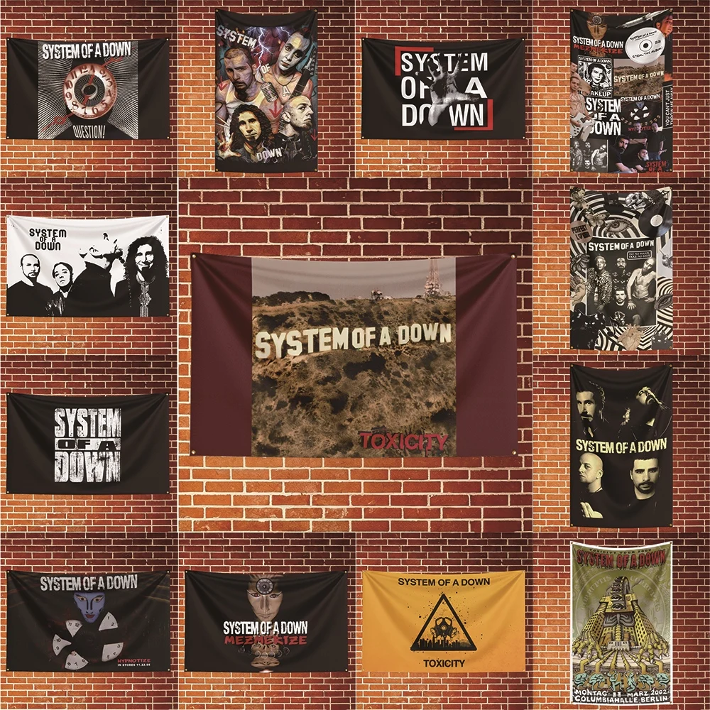 System of a Down Music Flag Banner For Fan Cave Watch Party Tailgate Gathering Indoor Outdoor Backyard Home Festival Ornament Su
