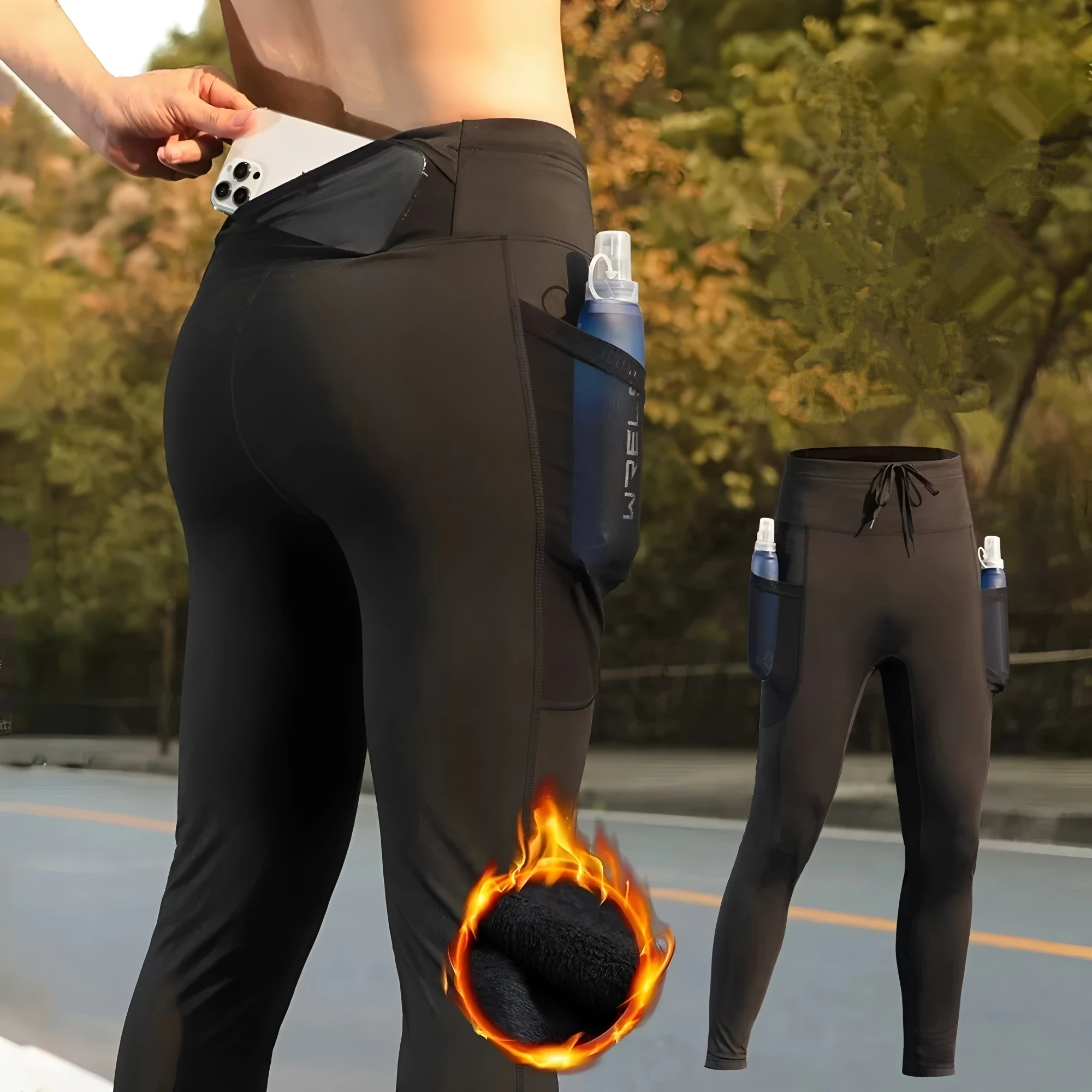 Mens Womens Winter Warmer Autumn Velvet Warm Compression Training Running Pants Leggings Outdoor Sports Yoga Cycling Long Tights