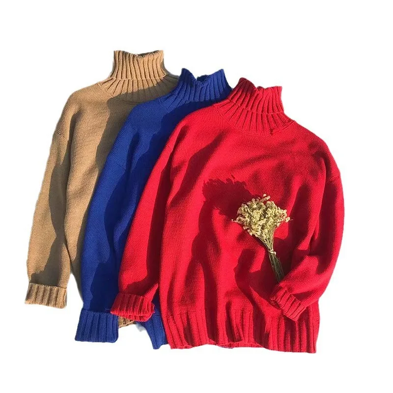 سترة محبوكة فضفاضة ذات ياقة عالية للرجال لون نقي للخريف والشتاء نمط جديد النسخة الكورية ملابس خارجية للزوجين قابلة للتنفس... #5