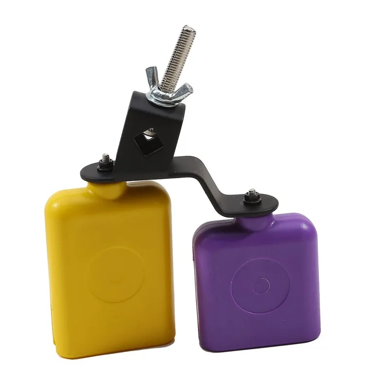 duplo-sambago-bell-para-musica-latina-aldrava-de-alto-e-baixo-som-instrumento-de-percussao-pecas-e-acessorios-amarelo-e-roxo-cowbell-novo