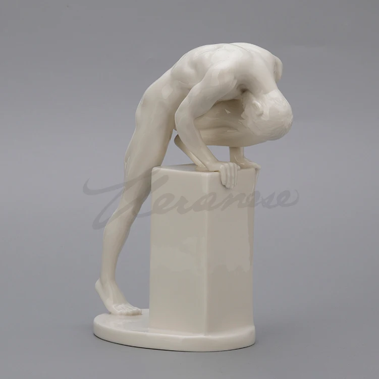 Creative Nude Male Sculpture Decor Naked Body Art Statue Crossed Man Figurine Nordic Office Home Decoration Resin Crafts Gift