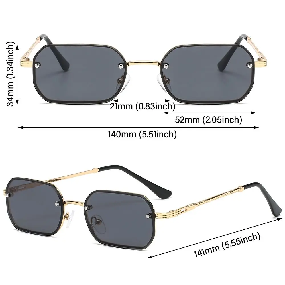 Square Rectangle Sunglasses Trendy Rimless UV400 Protection Retro Shades Colorful Small Sun Glasses for Women & Men
