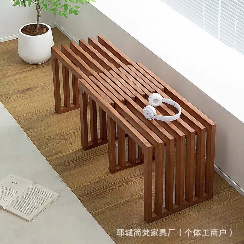 Solid wood bench retractable pull bench old elm door shoe changing balcony casual waiting chair