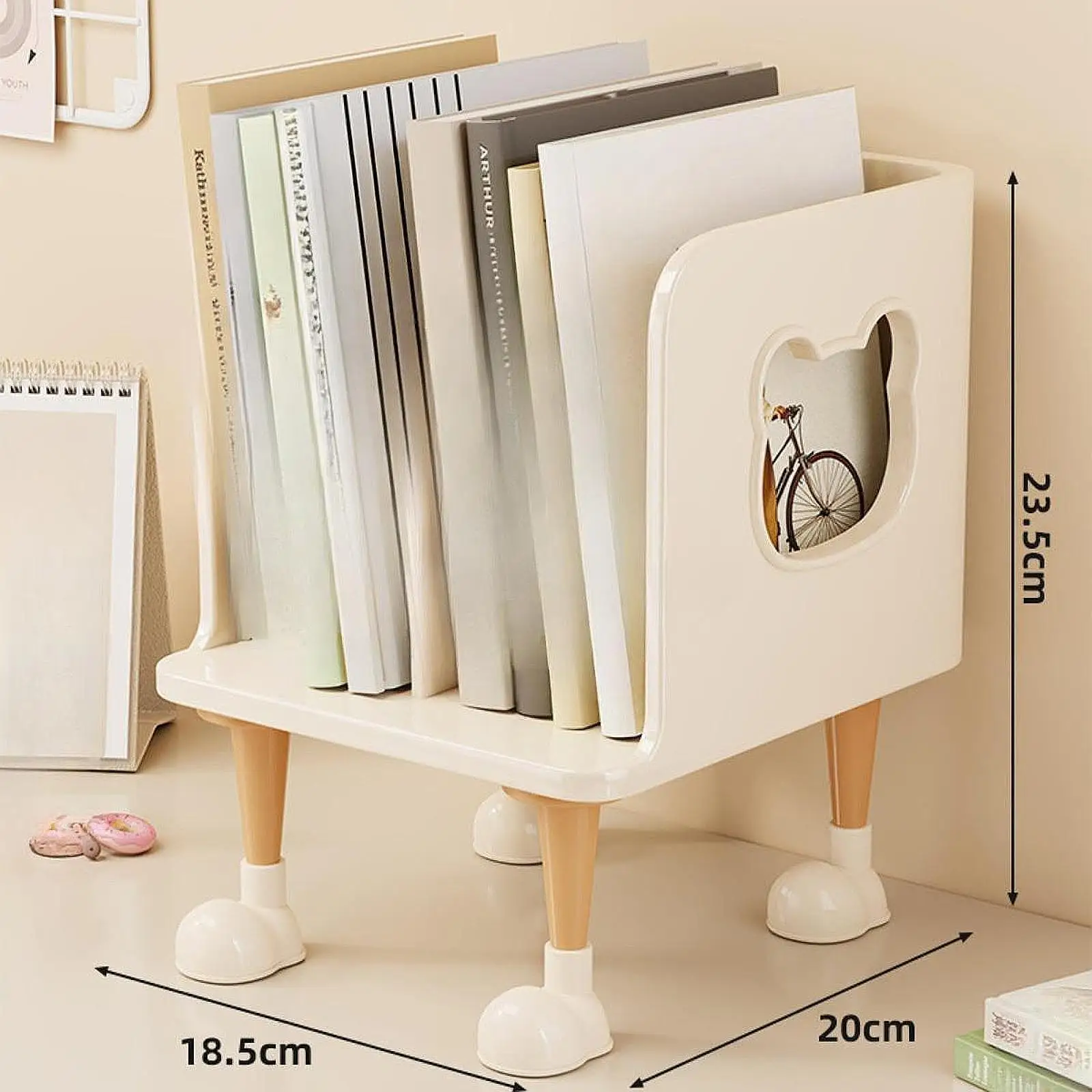 1x divertido desktop estante organizador decorativo criativo livro rack de armazenamento livro prateleira revista titular para mesa cds casa livros dormitório