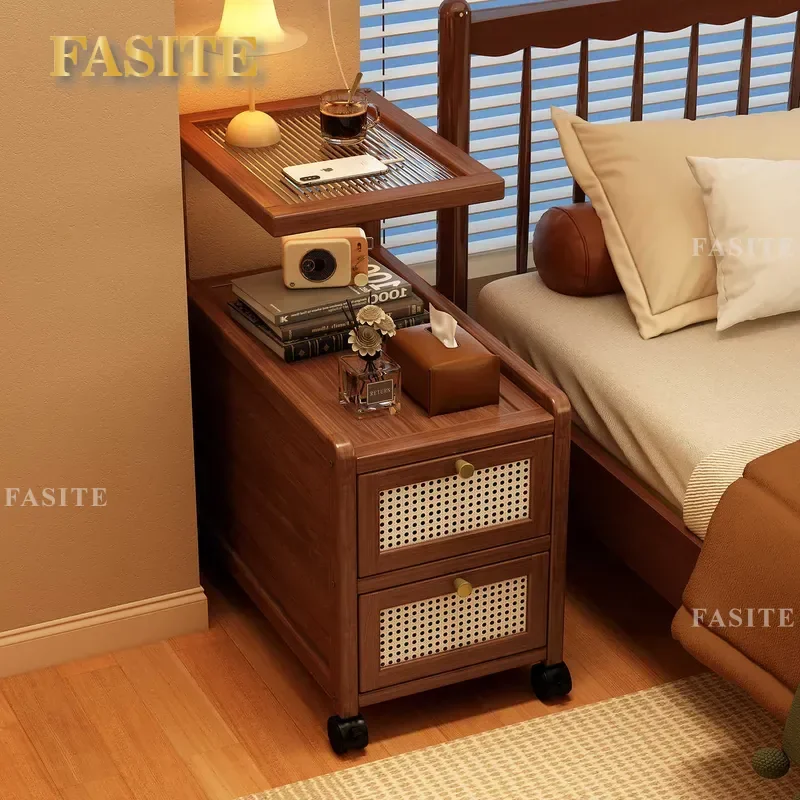 Nightstand: Light luxury and high-end feel, home bedroom room gap cabinet, narrow design