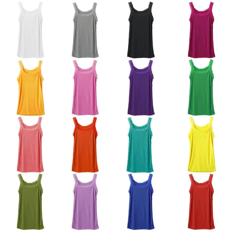 Women Summer Sleeveless for Tank Top Bright Solid Candy Color Basic Camisole Flo