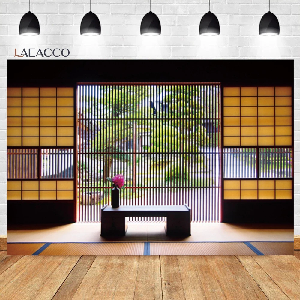 

Laeacco Japan Traditional Residence Backdrop Asian Style Living Room Household Interior Adult Portrait Photography Background