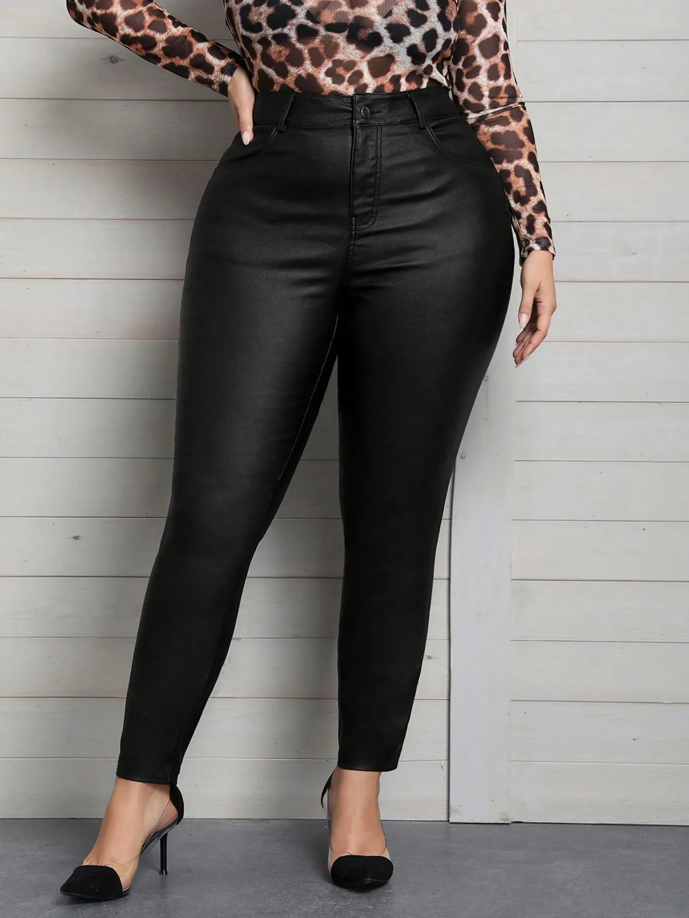 

Женские узкие брюки из искусственной кожи больших размеров с высокой талией, повседневный весенний наряд, черные эластичные леггинсы