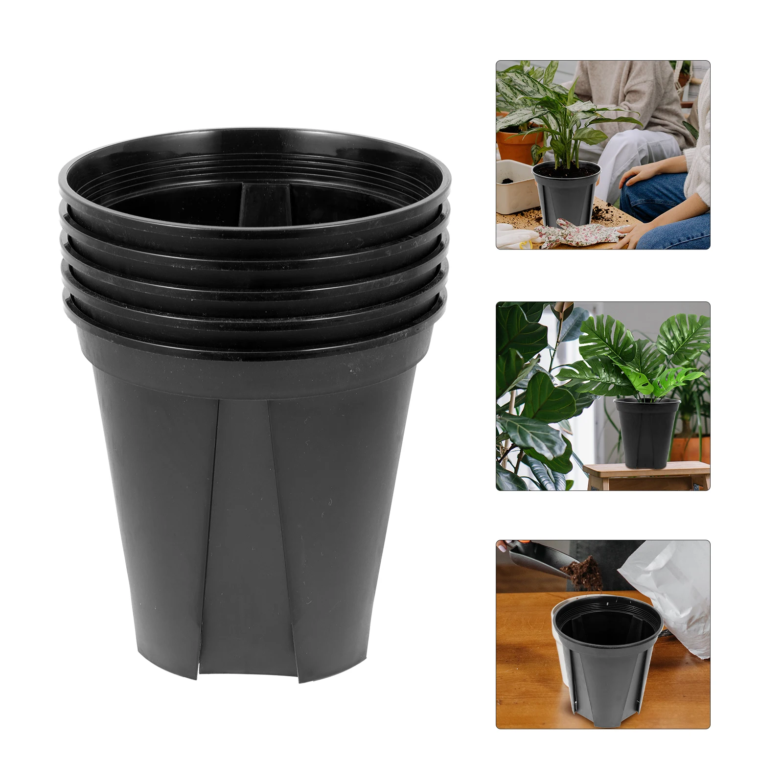 

5pcs Dill Plastic Flower Planters Flower Pots Planters Drainage for Garden Indoor Outdoor Suitable for Plants