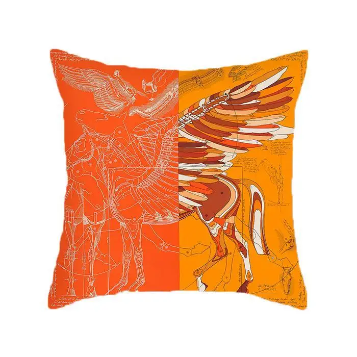 Fronha Decorativa De Luxo, Fronhas Modernas, Cavalo H, Laranja, Sofá, Cama, Sofá, Decoração De Casa