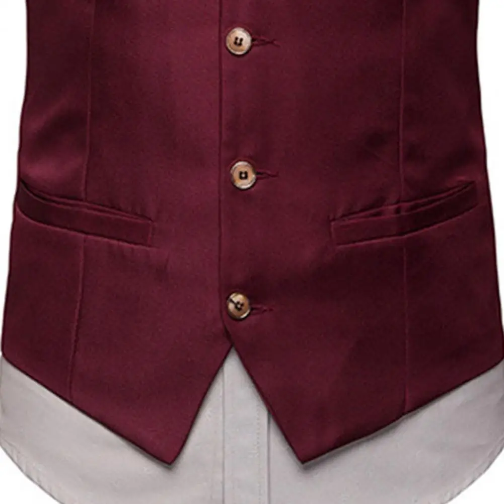 

2025 Pockets Removable White Strips Suit Vest Classic Solid Color Men Business Waistcoat Workwear Men Business Suit Waistcoat