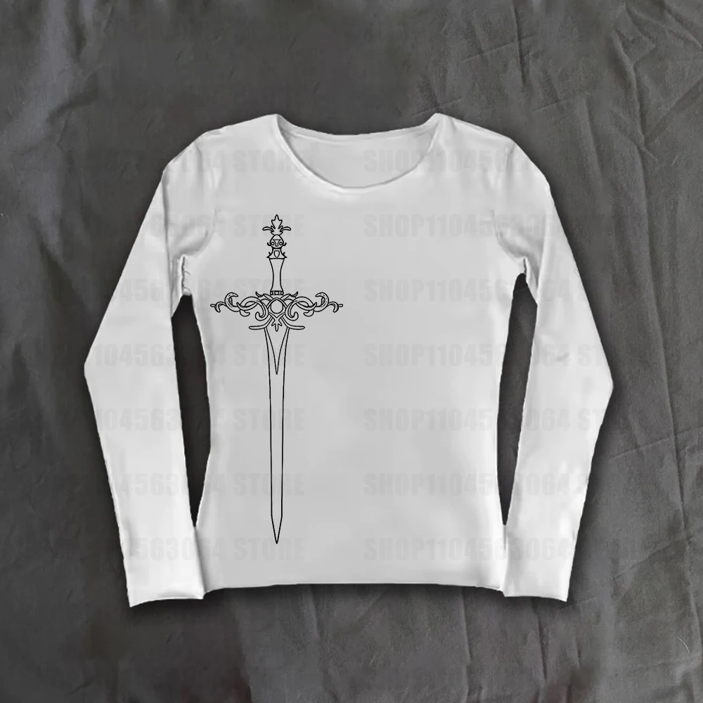 

Готический стиль Harajuku, ретро-панк, эмоциональная футболка с длинными рукавами для девочек, сексуальный облегающий топ с принтом, модный эстетичный женский топ Y2K