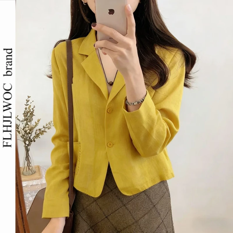 Cotton Linen Thin Coat Embroidered Cardigan Open Front Blazer Jacket Casual Loose Fit Short Cover Up Spring Summer Outerwear