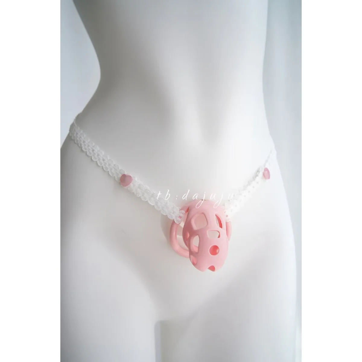 Silicone Chastity Lock Cute Pink Chastity Lock, Curved SM Style, Lightweight CB Lock, Suitable for Crossdressers and Homosexuals - view 2