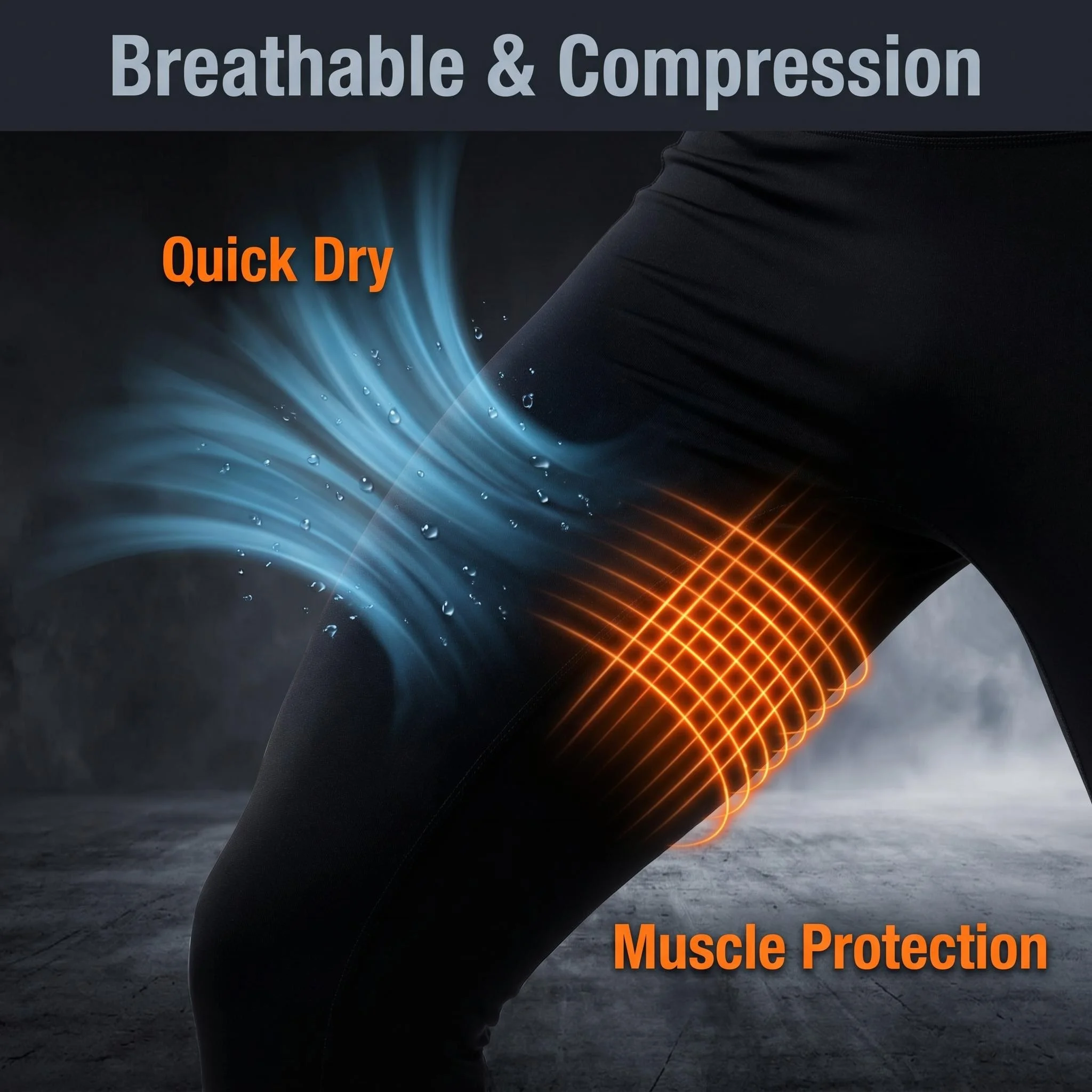 High Waist Men's Compression Leggings Stretch Quick Dry Breathable Tights for Marathon Running Training Workout Gym Fitness image 3