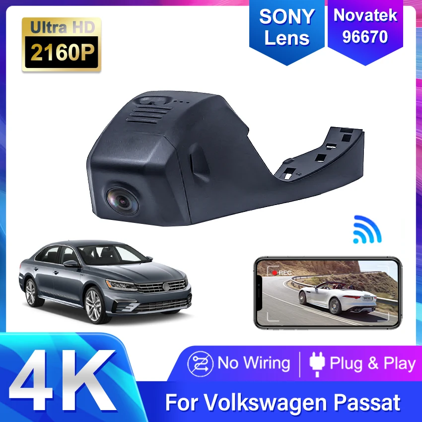 

4K HD 2160P Plug And Play, простая установка, Wi-Fi, автомобильный видеорегистратор для Volkswagen Passat t-roc 2019 2020 2021, управление через приложение