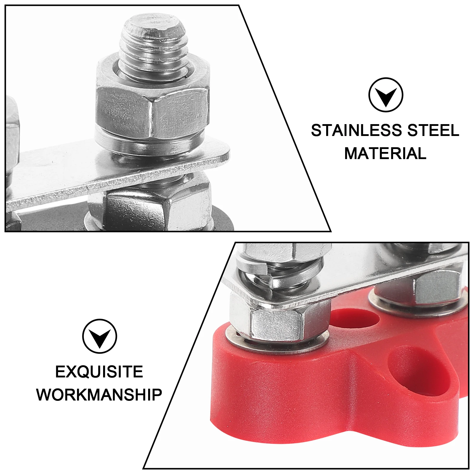 

2Pcs M8 Black Red Stainless Steel Car Marine Terminal Block 48V Power Junction Post Distribution Bus Bar