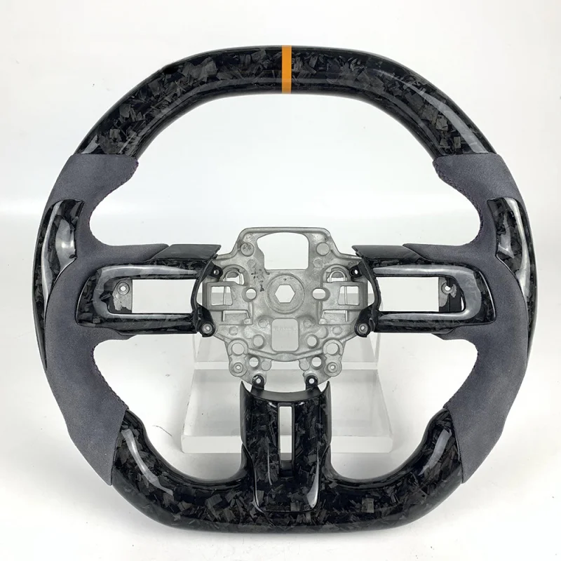 

Для Форд Мустанг 2015-2021 | Настраиваемое рулевое колесо из крутой кожи черного кованого углеродного волокна