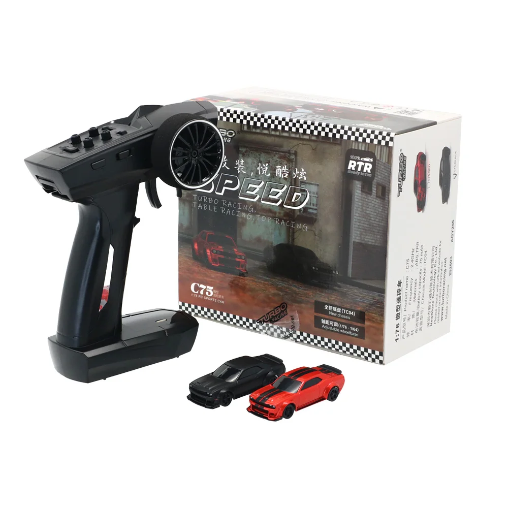 Turbo Racing 1:76 C75 C76 Full Proportional RTR On-road RC Car Toy and 2.4GHz 4CH Remote Control For Kids Adults Gift