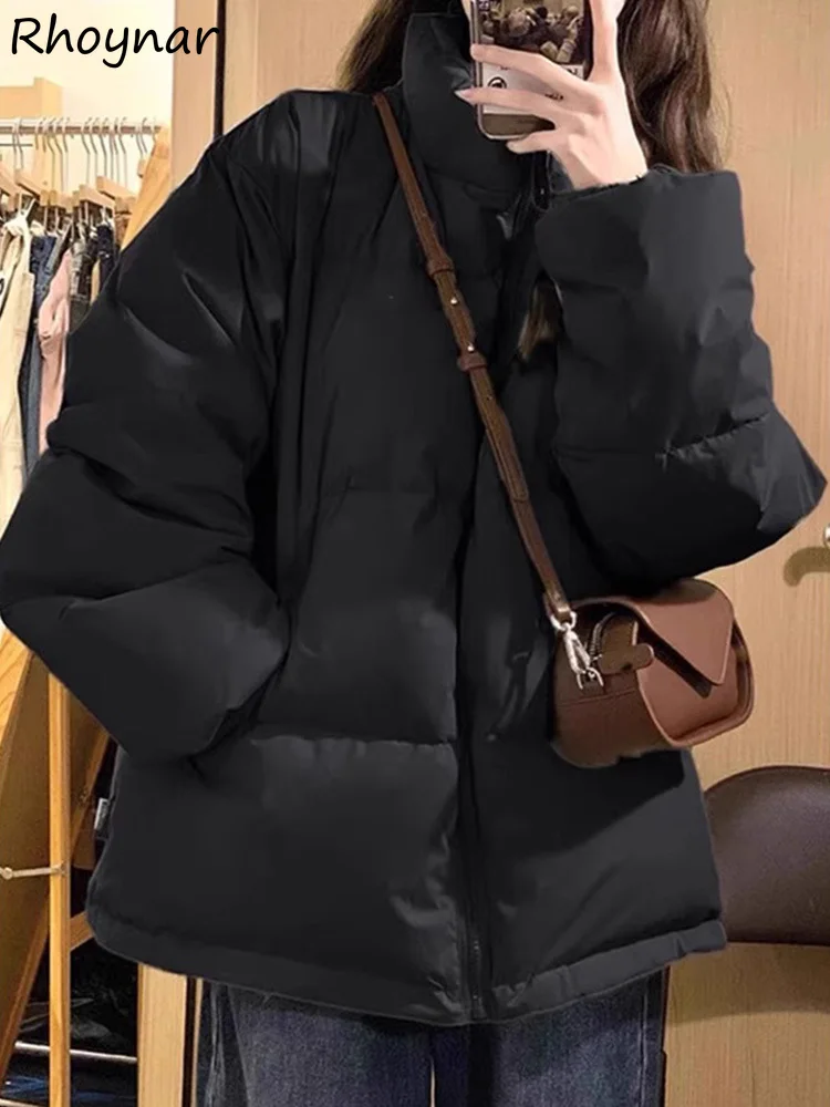 

Parkas Women Korean Style Coats Solid Simple Short Thickening Warm Cozy All-match Casual Chic Streetwear Baggy Autumn