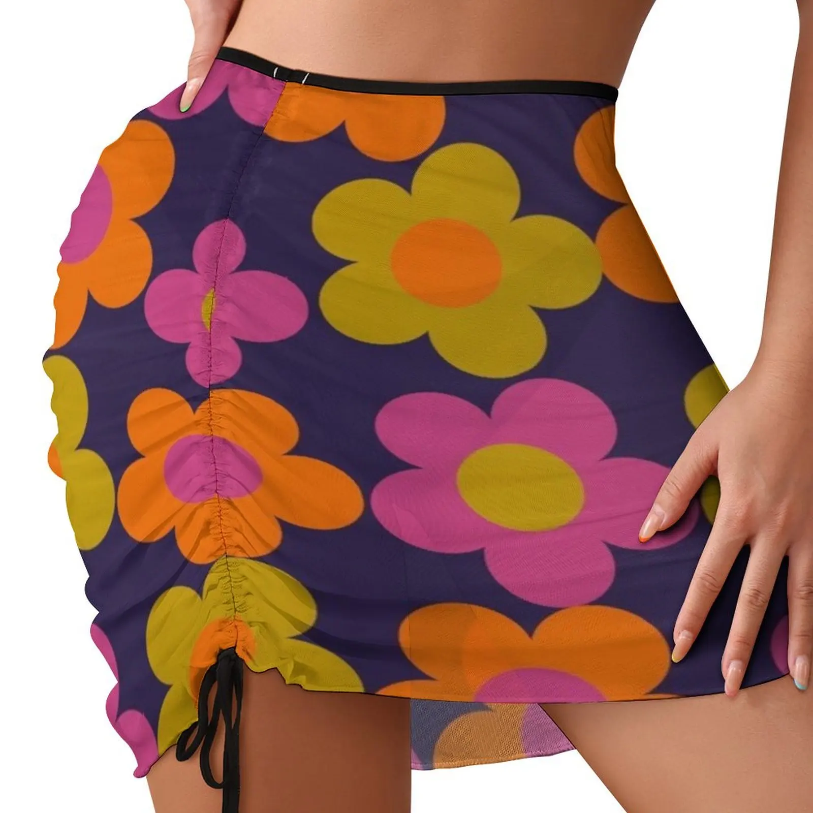 1960s 60s fiori Power Daisy Pattern gonna da spiaggia uniforme scolastica gonne da spiaggia abbigliamento donna