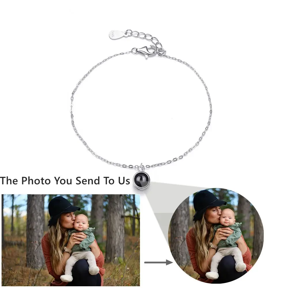 Custom Photos Bracelets S925 Silver Personalized Projection Photo Bracelet for Women Lover Girl Friend Jewelry Memorial Gift