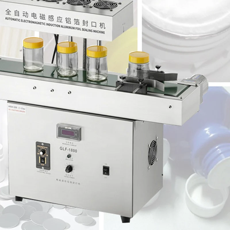Automatic Continuous Aluminum Foil Cans Glass Bottles Cap Induction Sealer Sealing Machine