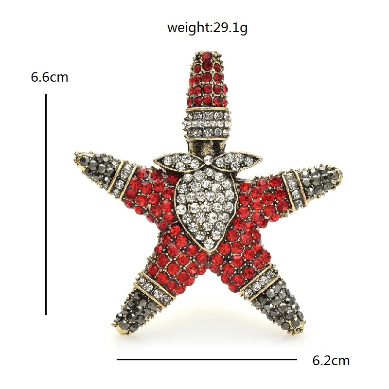 Wuli&baby Designer Starfish Christmas Father Brooches For Women Lovely Rhinestone Santa Claus New Year Brooch Pins Gifts