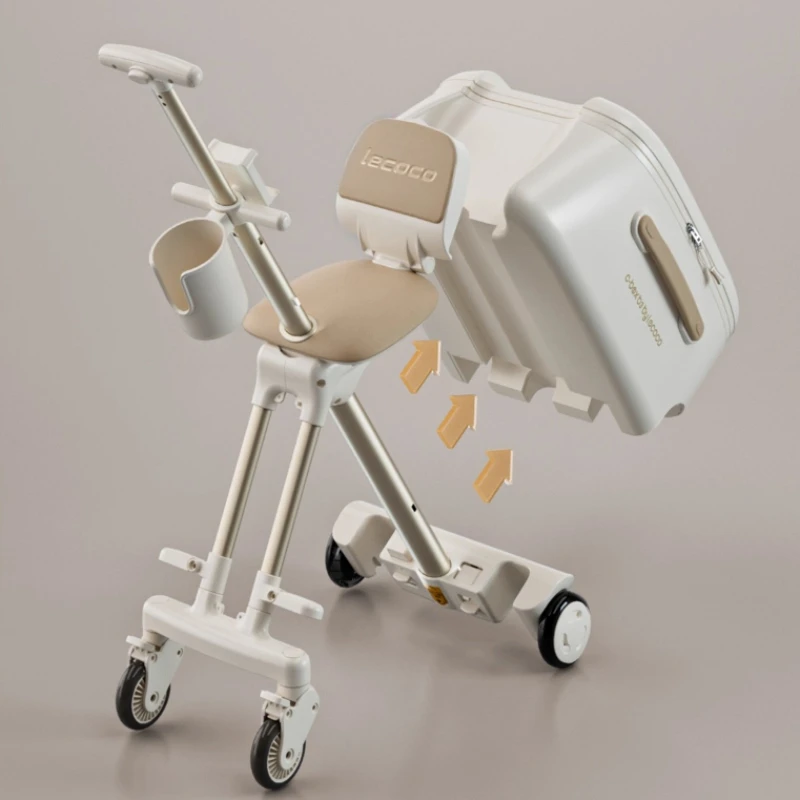 

2-in-1 Detachable Trolley Pushchair Travel Suitcase Baby Luggage for Kids Can Sit 20 Inch Ride on Suitcase Children's Carrier