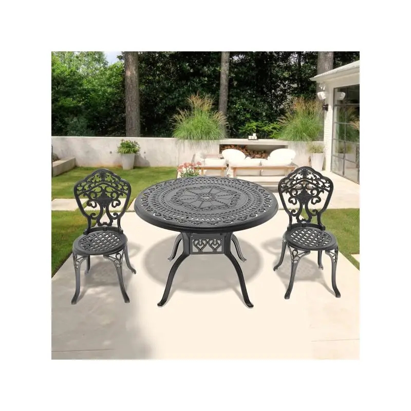 

Всепогодный обеденный набор из литого алюминия, состоящий из 3 предметов, с мебелью в черной раме
