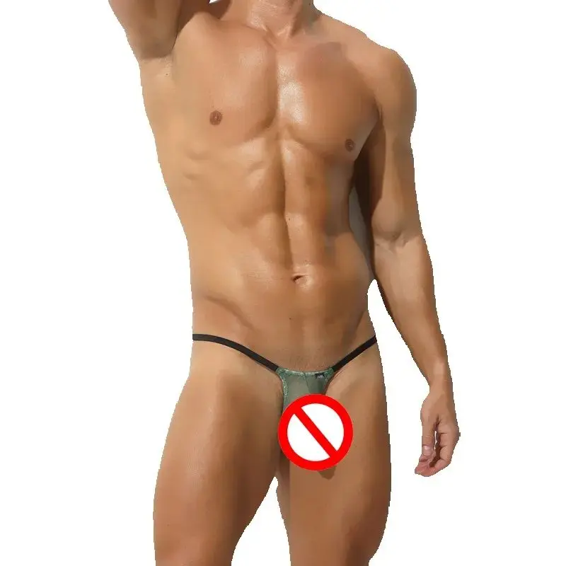 Men's Low-Waist Ice Silk Thong Underwear Ultra-Thin Transparent T-Back Sexy Fitness Sportswear Seamless Quick-Dry Youthwear