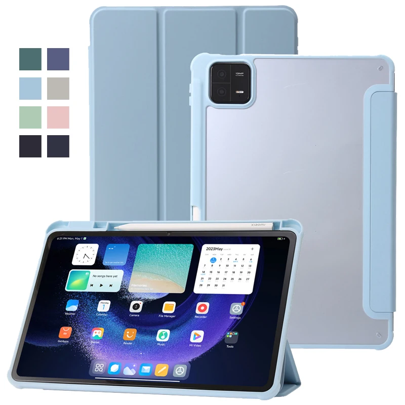 

Smart Cover For Xiaomi Mi Pad 6 Pro Case 11" Trifold PU Leather Acrylic Hard Tablet For Xiaomi Pad 6 Pro Case With Pencil Holder