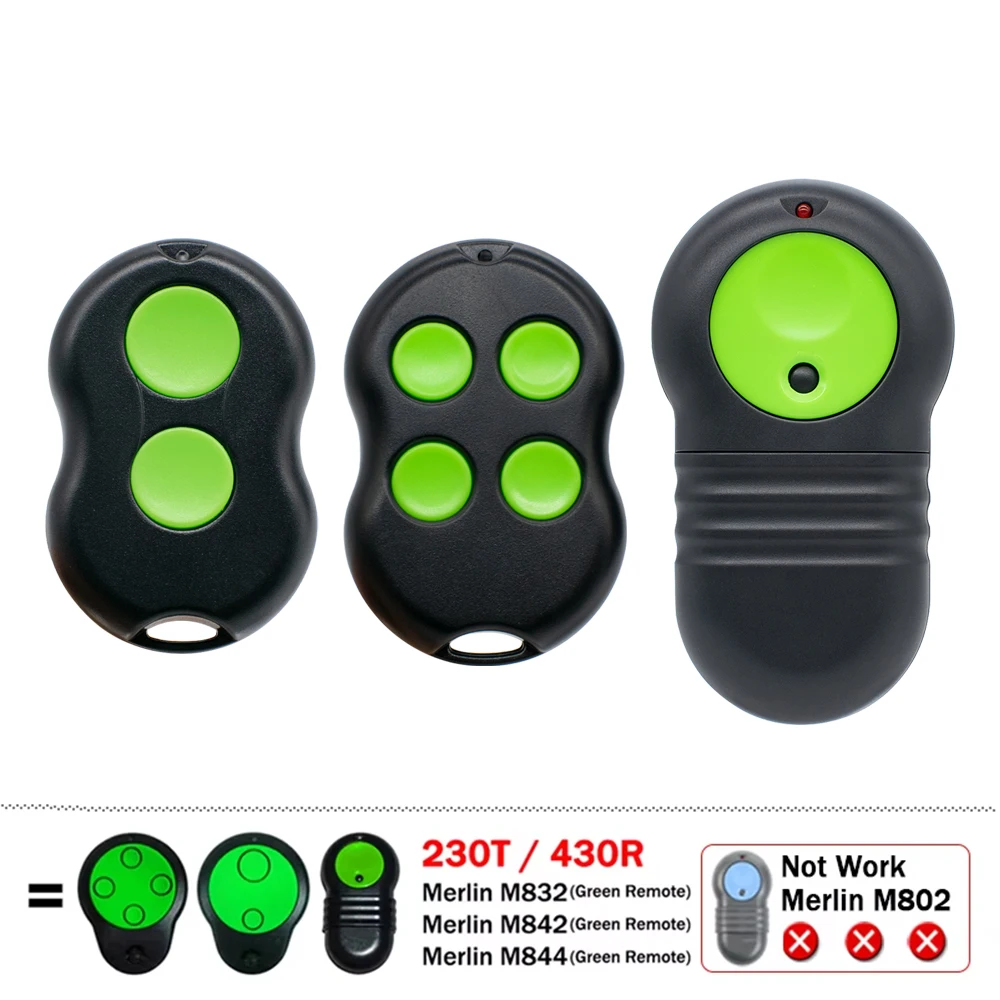 For Merlin Prolift 230T 430R Garage Door Opener Motor 433.92MHz Rolling Code Merlin M842 M832 M844 Garage Door Remote Control
