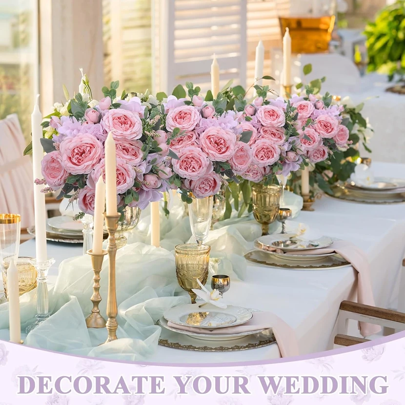 

10PCS Artificial Flowers Wedding Home Room Decoration Bridal Bouquet Yard Garden Party Fake Silk Peony Hydrangeas Vase Outdoors