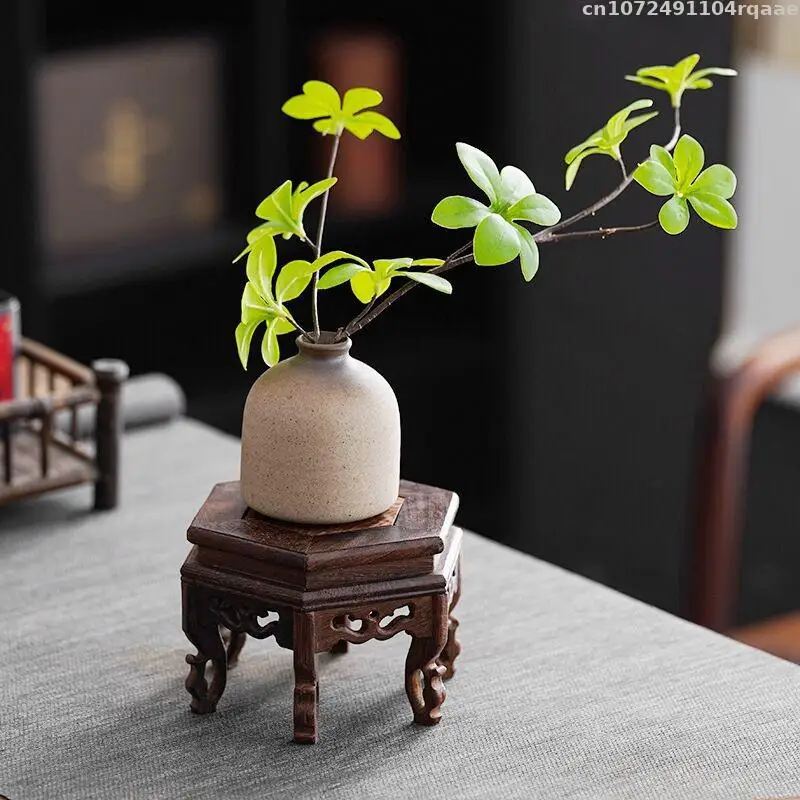 Figurine Vase Incense Wooden Base Standing Flower Rack Bonsai Plant Decorative Shelf Table Miniatures Tea Set Fish Tank Pedestal