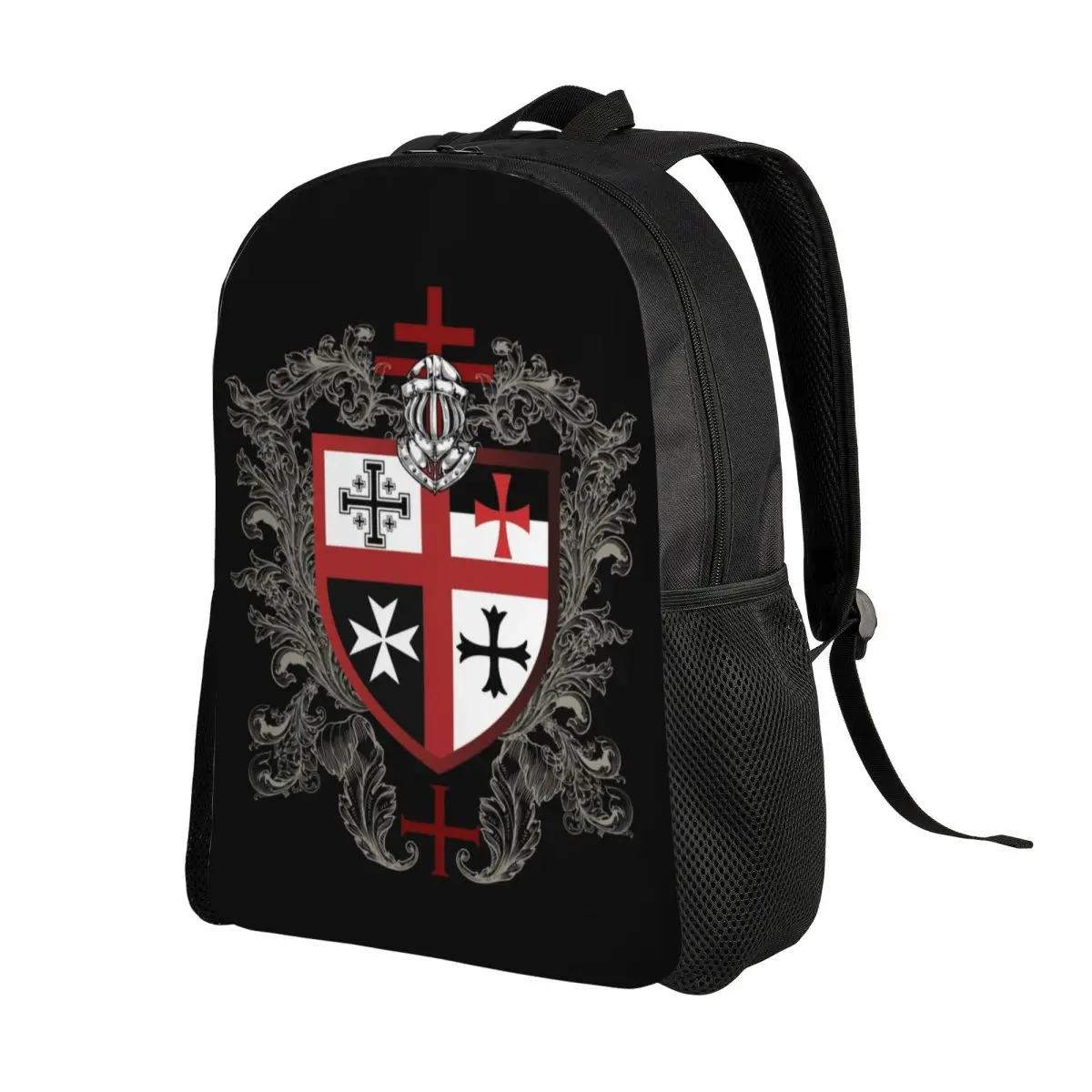 Knights Templar Cross Shield Symbol Backpacks for Water Resistant College School Medieval Emblem Secret Order Bag Print Bookbags